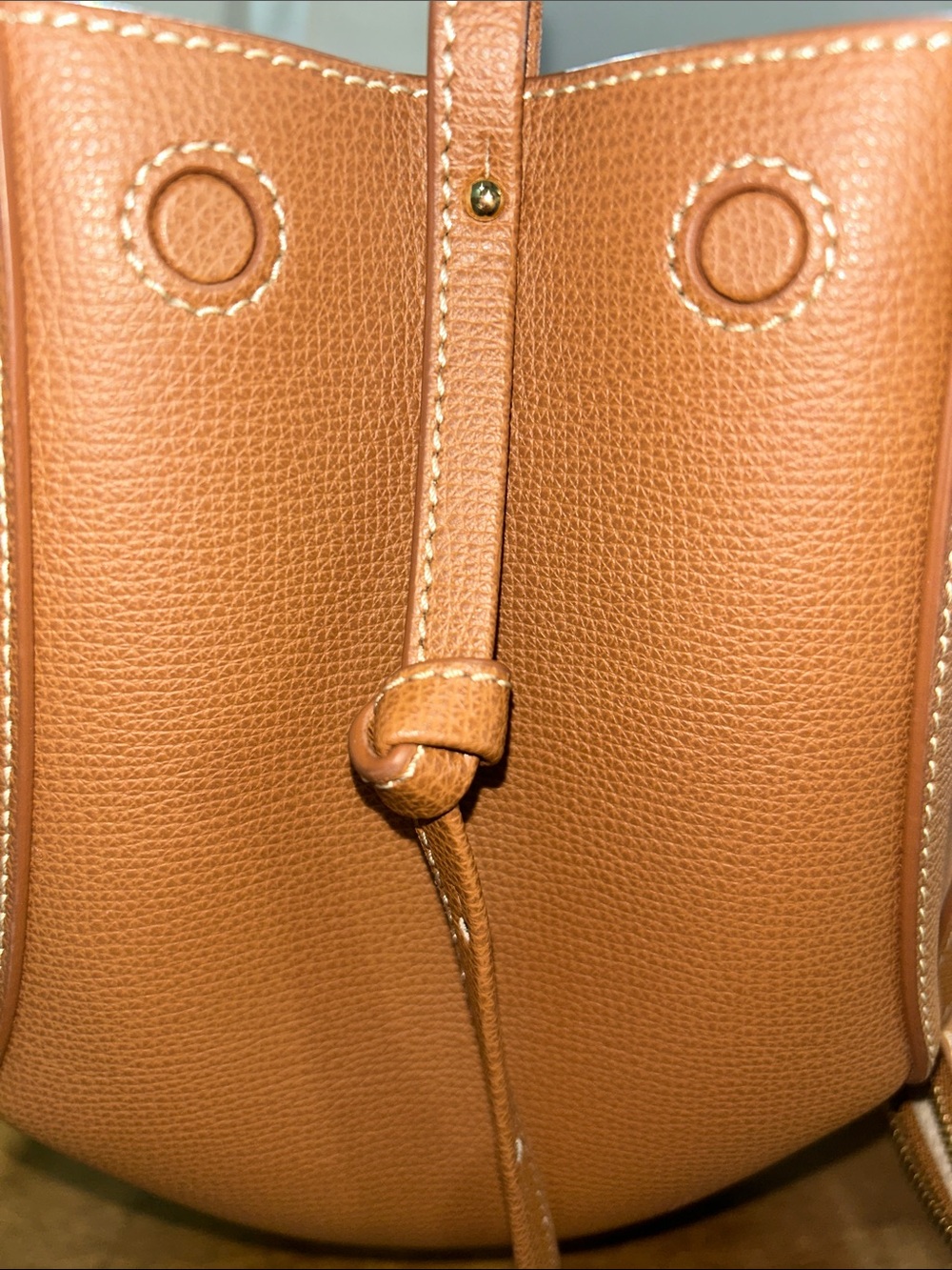 Polène Cyme Mini Textured Leather Tote Bag Camel Brown with Box & Dust Bag - Picture 6 of 10